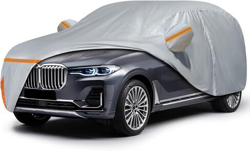 غطاء سيارة لسيارة مرسيدس بنز GLC 300 350e لعام 2016-2024، مقاوم للماء ومناسب لجميع الأحوال الجوية والشمس والمطر والأشعة فوق البنفسجية والغبار والثلج، غطاء سيارة خارجي مع باب بسحاب وبطانة قطنية - رمادي in Kuwait