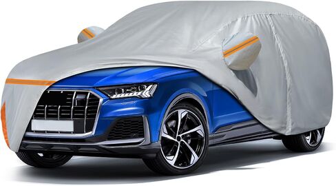 غطاء سيارة لسيارة مرسيدس بنز GLC 300 350e لعام 2016-2024، مقاوم للماء ومناسب لجميع الأحوال الجوية والشمس والمطر والأشعة فوق البنفسجية والغبار والثلج، غطاء سيارة خارجي مع باب بسحاب وبطانة قطنية - رمادي in Kuwait