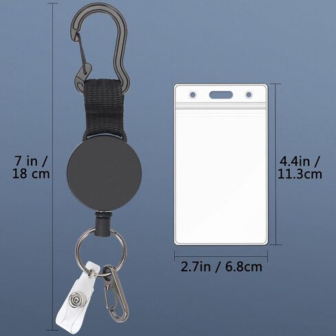 WWW (2 Pack) Heavy Duty Metal Retractable Badge Holders Reel with [Carabiner] [Belt Clip Key Ring ] and [2pcs Plastic ID Card Holders] 26.8 inches Reinforced Wire Cord in Saudi Arabia