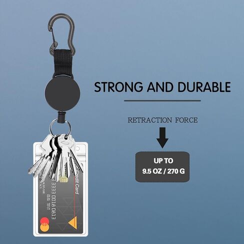 WWW (2 Pack) Heavy Duty Metal Retractable Badge Holders Reel with [Carabiner] [Belt Clip Key Ring ] and [2pcs Plastic ID Card Holders] 26.8 inches Reinforced Wire Cord in Saudi Arabia
