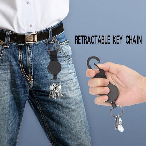 WWW (2 Pack) Heavy Duty Metal Retractable Badge Holders Reel with [Carabiner] [Belt Clip Key Ring ] and [2pcs Plastic ID Card Holders] 26.8 inches Reinforced Wire Cord in Saudi Arabia