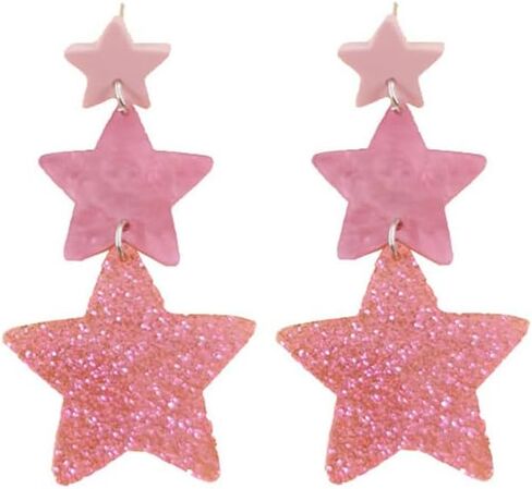 Exaggerated Neon Star Earrings Acrylic Big Star Drop Dangle Pentagram Geometric Earrings for Women 80s Jewelry in Saudi Arabia