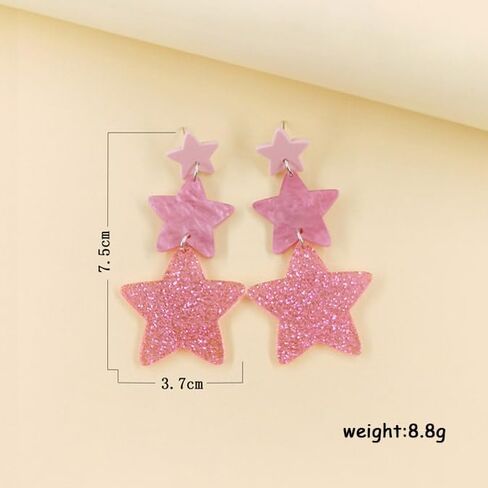 Exaggerated Neon Star Earrings Acrylic Big Star Drop Dangle Pentagram Geometric Earrings for Women 80s Jewelry in Saudi Arabia