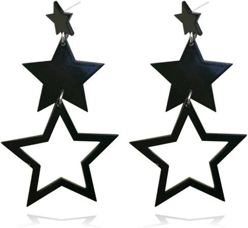Exaggerated Neon Star Earrings Acrylic Big Star Drop Dangle Pentagram Geometric Earrings for Women 80s Jewelry in Saudi Arabia