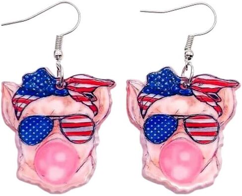 Independence Day Patriotic Earrings 4th of July Acrylic Earrings Lightweight Jewelry Gifts for Women and Girls in Saudi Arabia