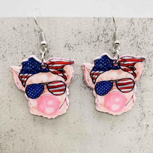 Independence Day Patriotic Earrings 4th of July Acrylic Earrings Lightweight Jewelry Gifts for Women and Girls in Saudi Arabia