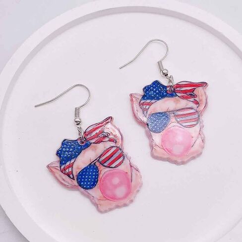 Independence Day Patriotic Earrings 4th of July Acrylic Earrings Lightweight Jewelry Gifts for Women and Girls in Saudi Arabia