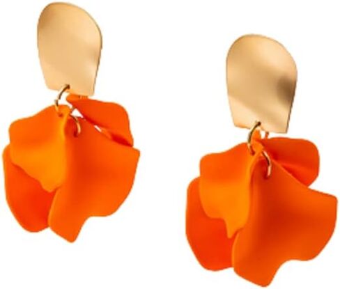 Chic Elegant Boho Red Rose Petal Dangle Resin Earrings Drop Acrylic Tiered Matte Flower Earrings Statement Exaggerated Floral Tassel Earrings for Women Girls in Saudi Arabia