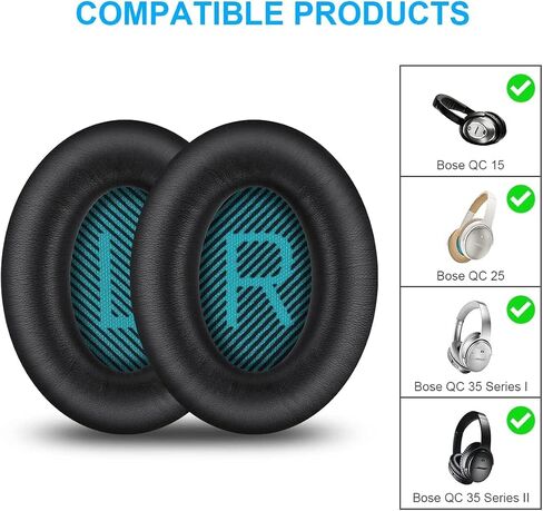 1Pair Ear Pads Cushions Replacement for QuietComfort 35 (QC35) and Quiet Comfort 35 II (QC35 II) Over-Ear Headphones, Soft Leather Headphones Replacement Earpads Ear Cushion, Black in Saudi Arabia