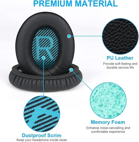 1Pair Ear Pads Cushions Replacement for QuietComfort 35 (QC35) and Quiet Comfort 35 II (QC35 II) Over-Ear Headphones, Soft Leather Headphones Replacement Earpads Ear Cushion, Black in Saudi Arabia