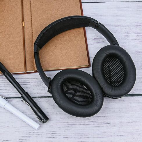 1Pair Ear Pads Cushions Replacement for QuietComfort 35 (QC35) and Quiet Comfort 35 II (QC35 II) Over-Ear Headphones, Soft Leather Headphones Replacement Earpads Ear Cushion, Black in Saudi Arabia