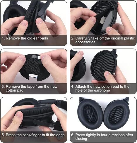 1Pair Ear Pads Cushions Replacement for QuietComfort 35 (QC35) and Quiet Comfort 35 II (QC35 II) Over-Ear Headphones, Soft Leather Headphones Replacement Earpads Ear Cushion, Black in Saudi Arabia