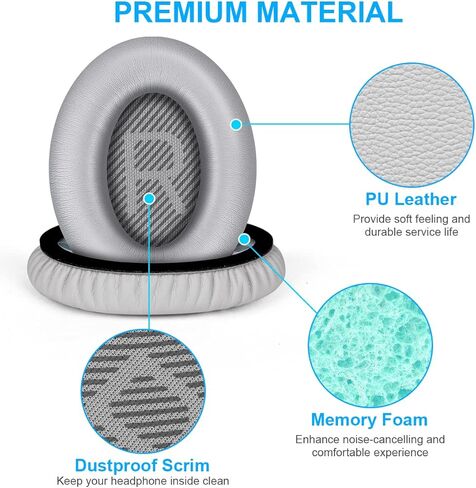 زوج واحد من وسائد الأذن بديلة لسماعات الرأس QuietComfort 35 (QC35) وQuiet Comfort 35 II (QC35 II) فوق الأذن، وسائد أذن بديلة من الجلد الناعم، أسود in Kuwait