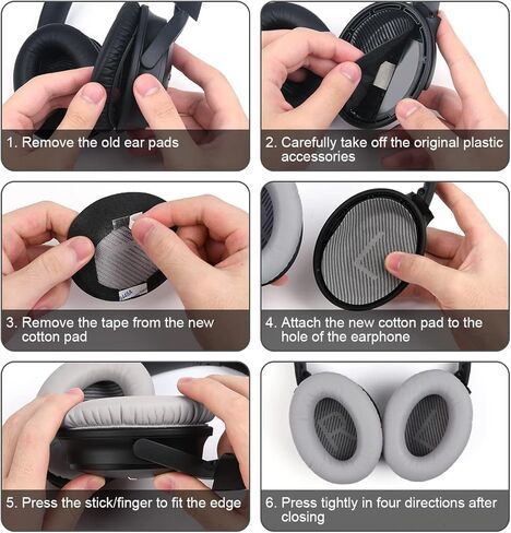 زوج واحد من وسائد الأذن بديلة لسماعات الرأس QuietComfort 35 (QC35) وQuiet Comfort 35 II (QC35 II) فوق الأذن، وسائد أذن بديلة من الجلد الناعم، أسود in Kuwait