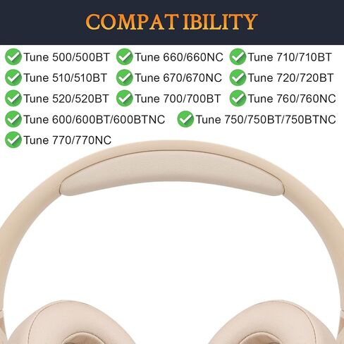 SOULWIT Replacement Headband for JBL Tune 500(500BT)/510(510BT)/520(520BT)/600(600BT 600BTNC)/660(660NC)/670(670NC)/700(700BT)/710(710BT)/720(720BT)/750(750BT 750BTNC)/760(760NC)/770(770NC) - Black in Kuwait