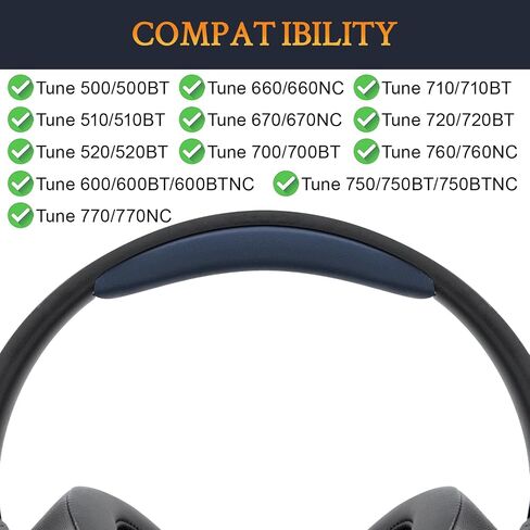SOULWIT Replacement Headband for JBL Tune 500(500BT)/510(510BT)/520(520BT)/600(600BT 600BTNC)/660(660NC)/670(670NC)/700(700BT)/710(710BT)/720(720BT)/750(750BT 750BTNC)/760(760NC)/770(770NC) - Black in Kuwait