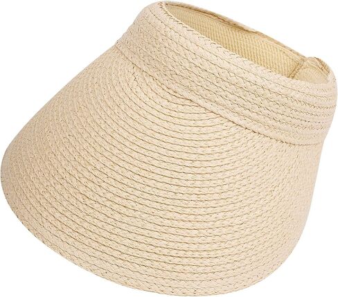Croogo Straw Sun Visor Hat Wide Brim Visors Travel Tennis Golf Beach Cap Summer Handmade Straw Hats for Women Open Top Hats in Saudi Arabia