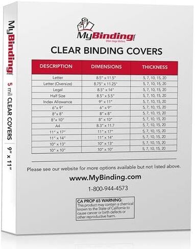 5mil Crystal Clear 9" x 11" Binding Covers - 100pk MyBinding TC59X11S Clear in Kuwait