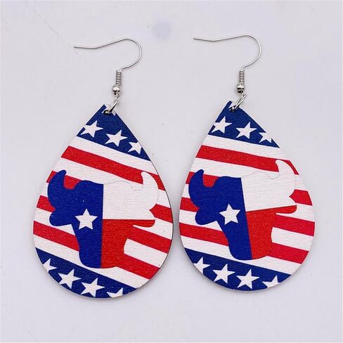 الرابع من يوليو الولايات المتحدة الأمريكية الأقراط الدمعة خشبية الطبيعية اليدوية خفيفة الوزن بيان النجوم والمشارب تتدلى الأقراط يوم الاستقلال مجوهرات هدايا للنساء الفتيات في سن المراهقة in Kuwait