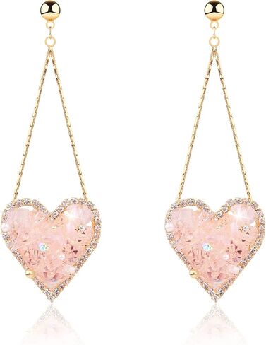 Girl's Dangle Earrings with Safety Screw Backs -with Irregular Cubic Zirconia Stones for Young Girls Women in Kuwait