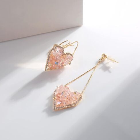 Girl's Dangle Earrings with Safety Screw Backs -with Irregular Cubic Zirconia Stones for Young Girls Women in Kuwait