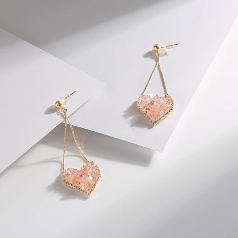 Girl's Dangle Earrings with Safety Screw Backs -with Irregular Cubic Zirconia Stones for Young Girls Women in Kuwait