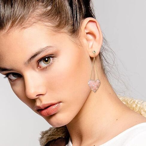 Girl's Dangle Earrings with Safety Screw Backs -with Irregular Cubic Zirconia Stones for Young Girls Women in Kuwait