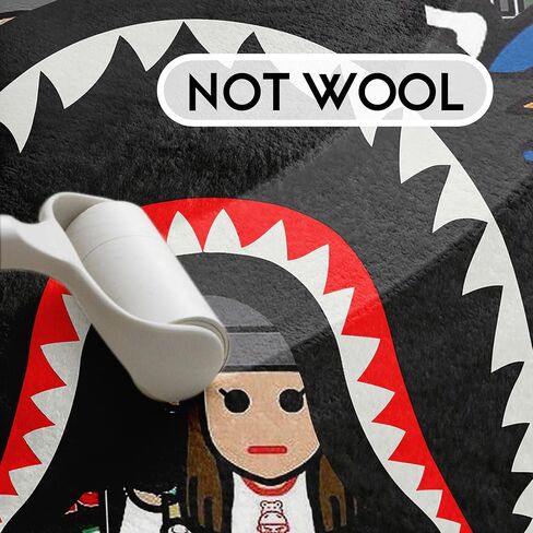 Hypebeast Shark Area Rug Cute Monkey Rugs Shark Mouth Carpet Modern Large Popular Rug Cool Street Decor Rug for Bedroom Living Room Indoor Outdoor Decor Floor Mat 4'x 5.3' in Saudi Arabia