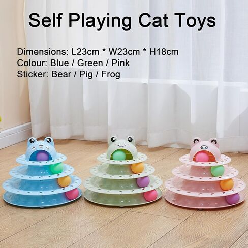 Suhaco 26 Pack Cat Toys Interactive for Indoor Cats Kitten Toy Fun Roller 4 Level Cat Teaser Ball Toys with 4 Colorful Balls Cat Feather Wand Kitty Toy Set for Boredom (Blue) in Saudi Arabia