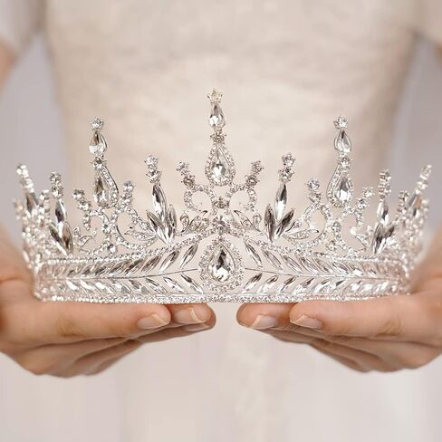 Baroque Orange Crystal Tiara Rhinestone Crown Queen Princess Tiara for Women Bridal Wedding Birthday Halloween Party (Orange) in Saudi Arabia