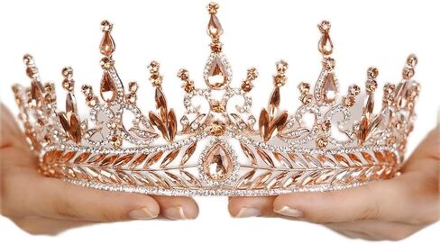Baroque Orange Crystal Tiara Rhinestone Crown Queen Princess Tiara for Women Bridal Wedding Birthday Halloween Party (Orange) in Saudi Arabia
