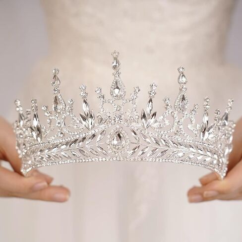 Baroque Orange Crystal Tiara Rhinestone Crown Queen Princess Tiara for Women Bridal Wedding Birthday Halloween Party (Orange) in Saudi Arabia
