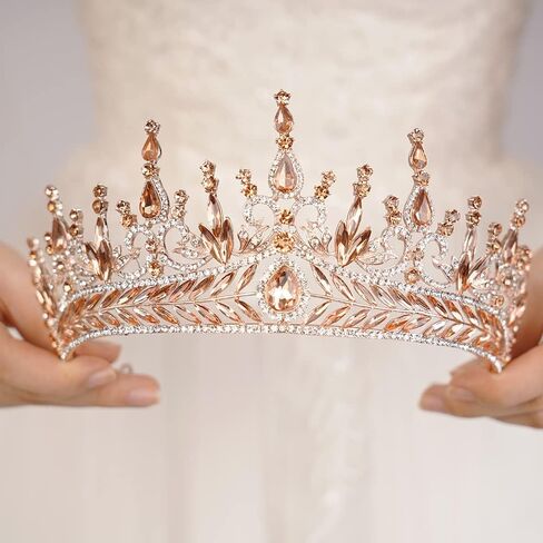 Baroque Orange Crystal Tiara Rhinestone Crown Queen Princess Tiara for Women Bridal Wedding Birthday Halloween Party (Orange) in Saudi Arabia