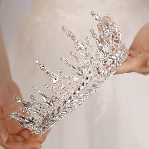 Baroque Orange Crystal Tiara Rhinestone Crown Queen Princess Tiara for Women Bridal Wedding Birthday Halloween Party (Orange) in Saudi Arabia
