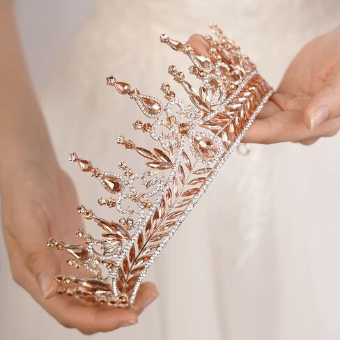 Baroque Orange Crystal Tiara Rhinestone Crown Queen Princess Tiara for Women Bridal Wedding Birthday Halloween Party (Orange) in Saudi Arabia