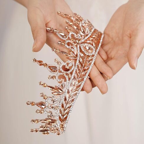 Baroque Orange Crystal Tiara Rhinestone Crown Queen Princess Tiara for Women Bridal Wedding Birthday Halloween Party (Orange) in Saudi Arabia