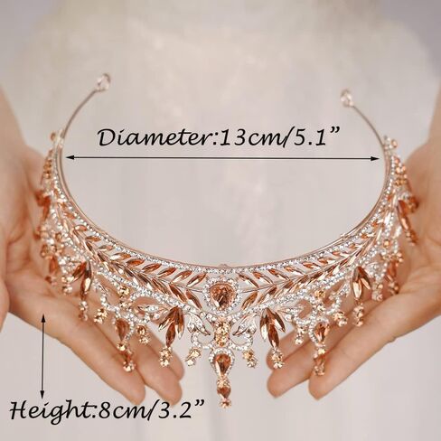 Baroque Orange Crystal Tiara Rhinestone Crown Queen Princess Tiara for Women Bridal Wedding Birthday Halloween Party (Orange) in Saudi Arabia