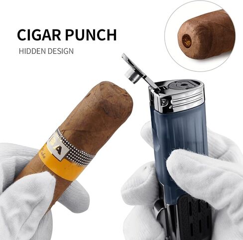 Cigar Torch Lighter Butane Refillable Triple Jet Flame Cigar Lighters with Punch(Without Gas) in Saudi Arabia