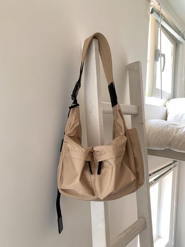 Women Nylon Crossbody Bag Casual Shoulder Handbag Tote Bag Fashionable Sling Bag Multipocket with Bonus set of earrings in Saudi Arabia