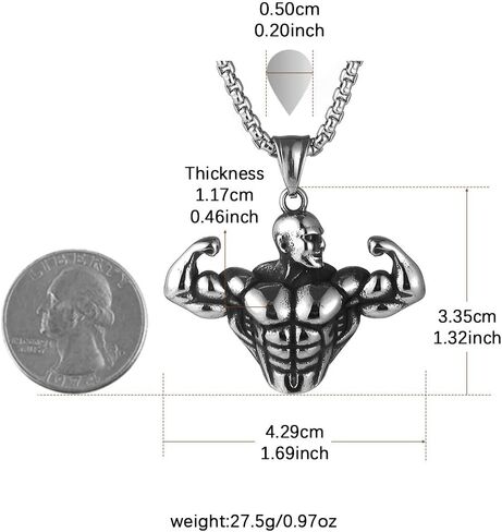 Stainless Steel Sports Bodybuilding Muscle Men Wrestling Barbell Dumbbell Pendant Necklace Stainless Steel Gym Fitness Accessories in Saudi Arabia
