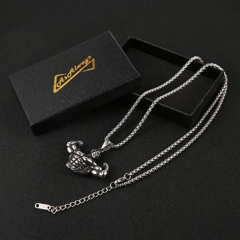Stainless Steel Sports Bodybuilding Muscle Men Wrestling Barbell Dumbbell Pendant Necklace Stainless Steel Gym Fitness Accessories in Saudi Arabia