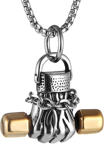 Stainless Steel Sports Bodybuilding Muscle Men Wrestling Barbell Dumbbell Pendant Necklace Stainless Steel Gym Fitness Accessories in Saudi Arabia