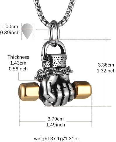 Stainless Steel Sports Bodybuilding Muscle Men Wrestling Barbell Dumbbell Pendant Necklace Stainless Steel Gym Fitness Accessories in Saudi Arabia