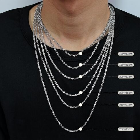 925 Sterling Silver Cross Necklace Beveled Edge for Men Women 3mm Stainless Steel Diamond Cut Durable Wheat Chain Crucifix Pendant Necklace Jewelry 16-28 Inches in Saudi Arabia