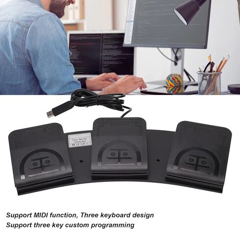 دواسة قدم USB، دواسة تبديل ثلاثية للقدم USB للكمبيوتر الشخصي، 3 برامج رئيسية ثلاثية، وظيفة MIDI، لوحة مفاتيح كمبيوتر قابلة للبرمجة، التوصيل والتشغيل in Kuwait