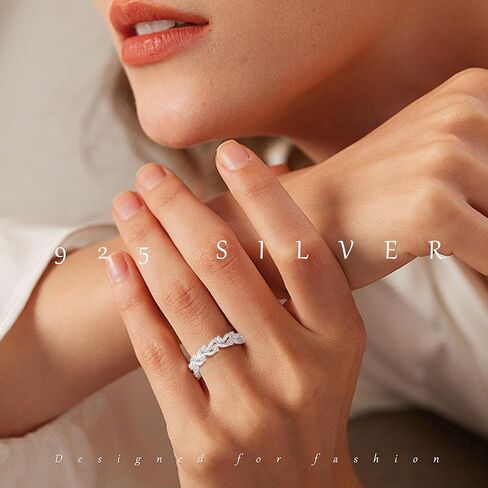 خواتم للنساء، خواتم من الفضة الإسترلينية 925، حلقة مفتوحة من أوراق الساليكس قابلة للتعديل للنساء والرجال والأزواج والبنات المراهقات وخطوبة الزفاف in Kuwait