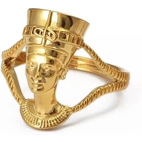 African Queen Nefertiti Gold Silver Egyptian Ring Adjustable Ethnic in Saudi Arabia