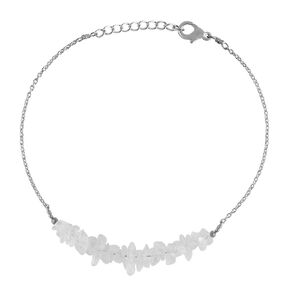 Natural Clear Quartz Chips Gemstone Beads Bracelet, Jewelry for Women, Energy Healing Crystals, Chain 8 inch