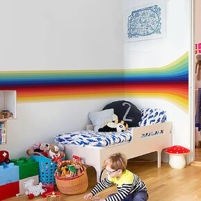 Colorful Vigor Rainbow Wall Border Stickers Peel and Stick, Faux 3D Effect Rainbow Stripe Wall Art Decor, Gradient Rainbow Wall Mural Sticker for Kids Room Playroom Vinyl Wall Decal Sticker
