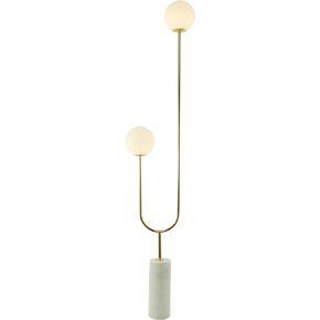 Deco 79 Marble Room Floor Lamp Orb 2 Light Standing Tall Lamp with Marble Base, Tall Lamp 16" x 7" x 73", Gold